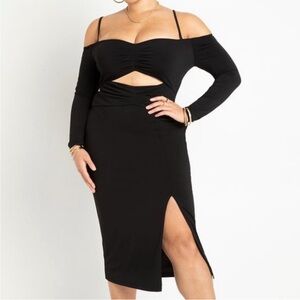 NEW Eloquii Black Cut Out Knit Dress Size 14